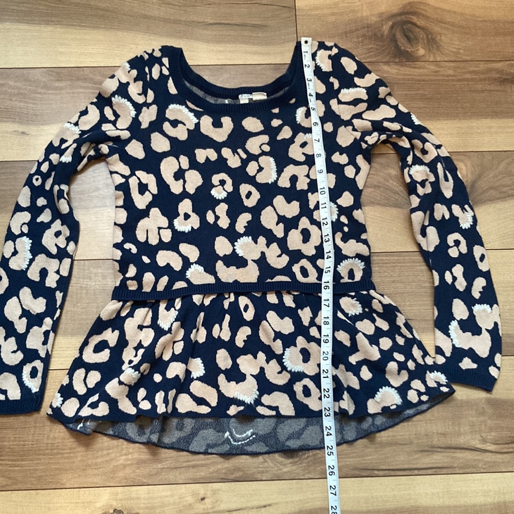 Moth leopard print peplum cotton blend sweater. Size XS - Picture 6 of 7